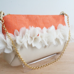 [稀有] 1點事兒袋：日本傳統工藝紡織×皮包（橙​​色）的合作 第1張的照片