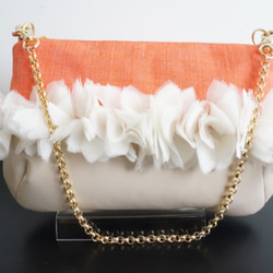 [稀有] 1點事兒袋：日本傳統工藝紡織×皮包（橙​​色）的合作 第2張的照片
