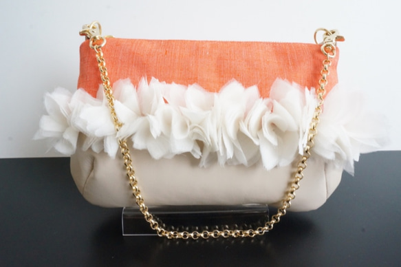 [稀有] 1點事兒袋：日本傳統工藝紡織×皮包（橙​​色）的合作 第2張的照片