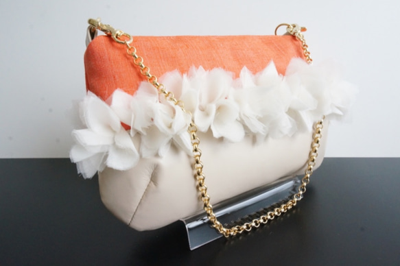 [稀有] 1點事兒袋：日本傳統工藝紡織×皮包（橙​​色）的合作 第3張的照片