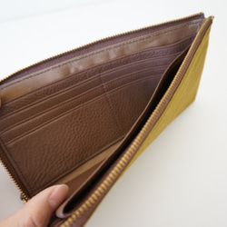 伝統工芸織物「本庄絣」×レザーのファスナー財布（オリーブ色） 5枚目の画像
