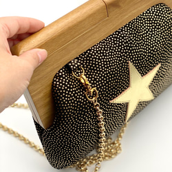 【STAR】2way仕様＿木製クラッチバッグ（取り外し可能斜め掛けチェーン付き） 4枚目の画像