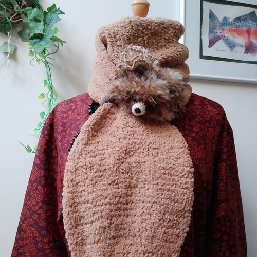 たぬきさんのマフラー☆軽くてあったか☆ふんわりふわもこ  