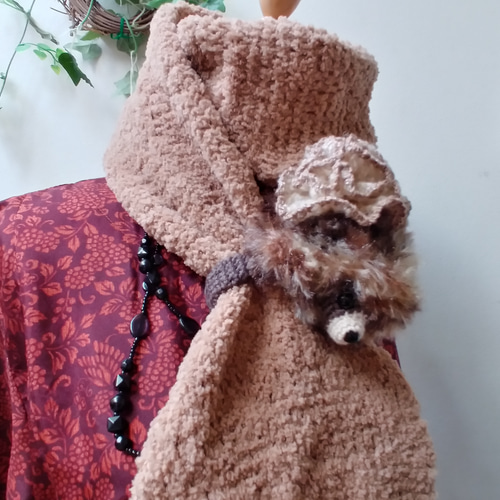 たぬきさんのマフラー☆軽くてあったか☆ふんわりふわもこ  