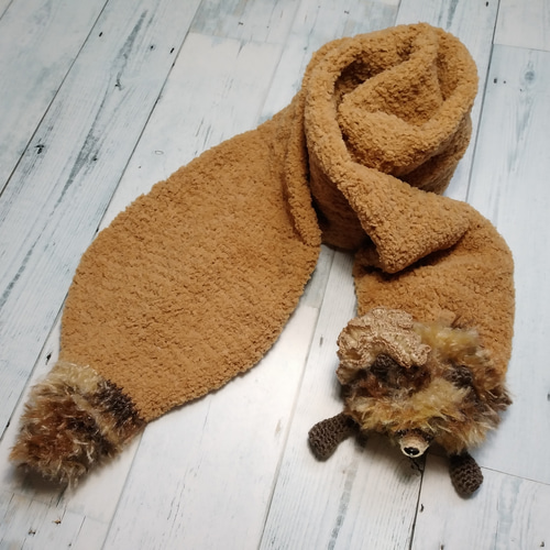 たぬきさんのマフラー☆軽くてあったか☆ふんわりふわもこ  