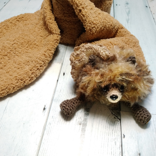 たぬきさんのマフラー☆軽くてあったか☆ふんわりふわもこ  