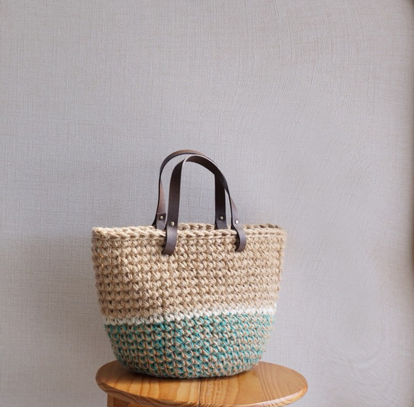 麻繩籃袋，綠色[訂製] 第1張的照片