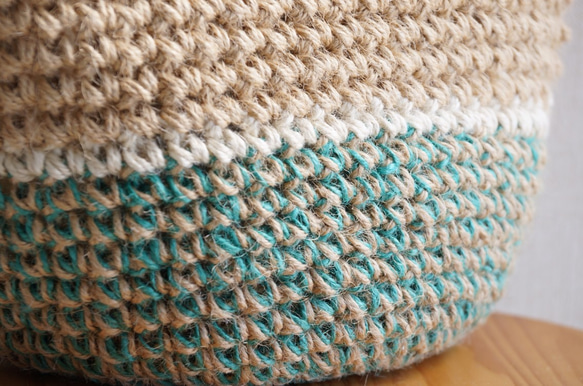 麻繩籃袋，綠色[訂製] 第2張的照片