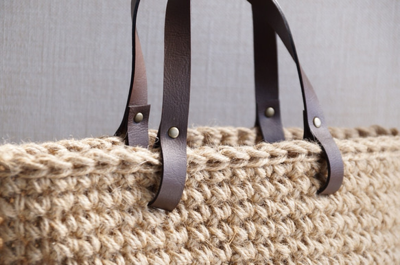 麻繩籃袋，綠色[訂製] 第3張的照片