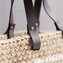 白色邊框亞麻籃袋（訂製） 第3張的照片