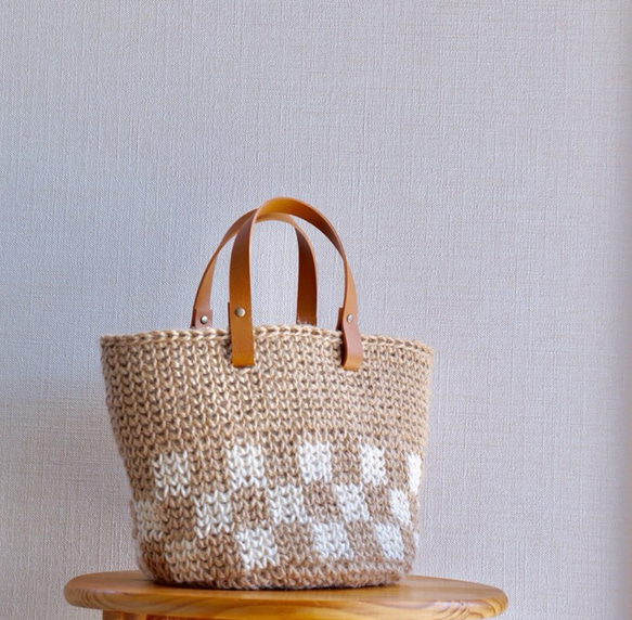 麻繩籃袋格紋 ①S碼【訂製】 第1張的照片