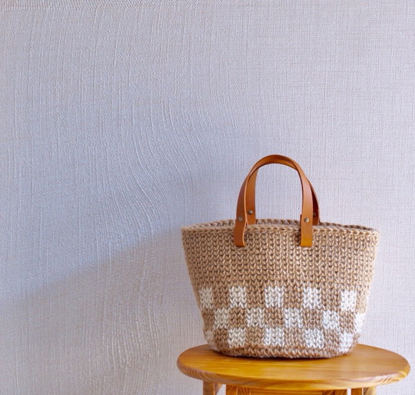 麻繩籃袋格紋 ①S碼【訂製】 第2張的照片