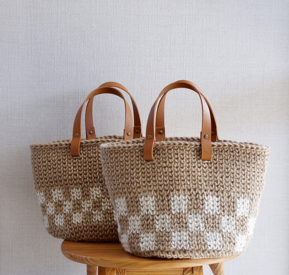 麻繩籃袋格紋 ①S碼【訂製】 第8張的照片