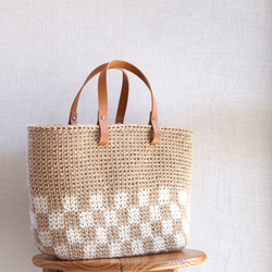 麻繩籃包，格子圖案，L碼[訂製] 第2張的照片