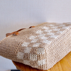 麻繩籃包，格子圖案，L碼[訂製] 第4張的照片