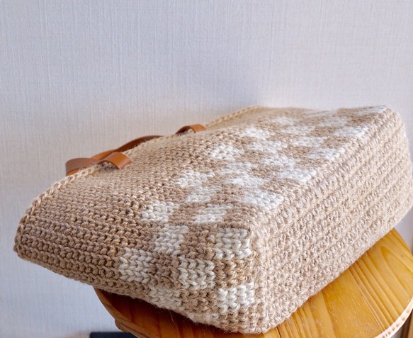 麻繩籃包，格子圖案，L碼[訂製] 第4張的照片