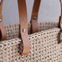 麻繩籃包，格子圖案，L碼[訂製] 第7張的照片