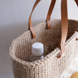 麻繩籃包，格子圖案，L碼[訂製] 第9張的照片