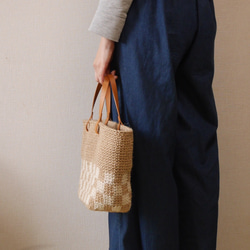 麻繩籃包，格子圖案，L碼[訂製] 第10張的照片