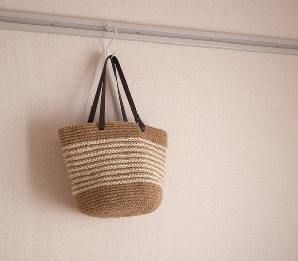 麻繩籃袋 大 有邊 白色 [訂製] 第1張的照片