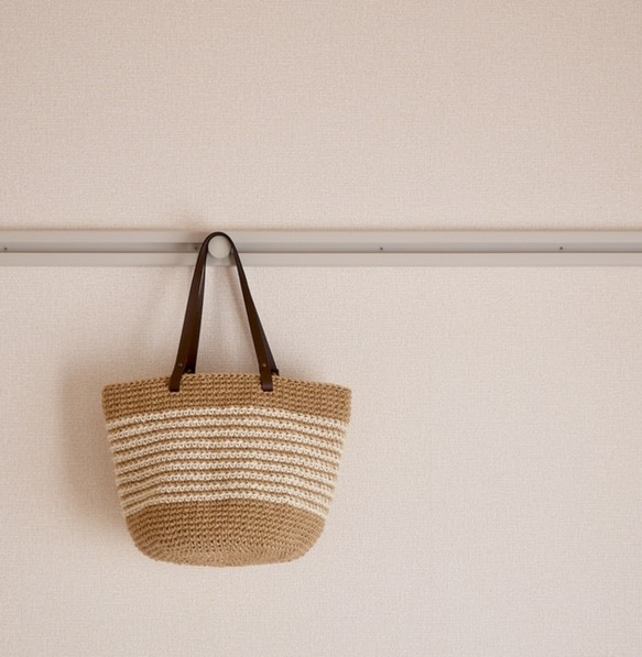 麻繩籃袋 大 有邊 白色 [訂製] 第2張的照片