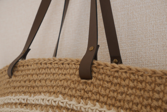 麻繩籃袋 大 有邊 白色 [訂製] 第7張的照片