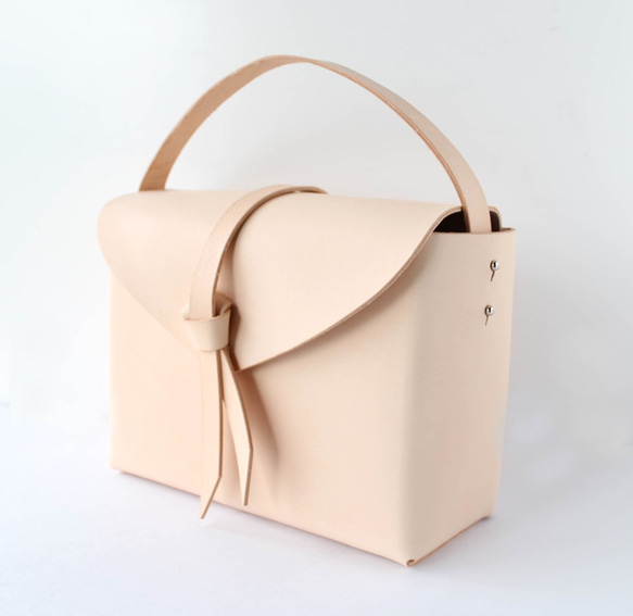 2way leather box bag / 2way レザーボックスバッグ　#ベージュ（ヌメ革） 5枚目の画像