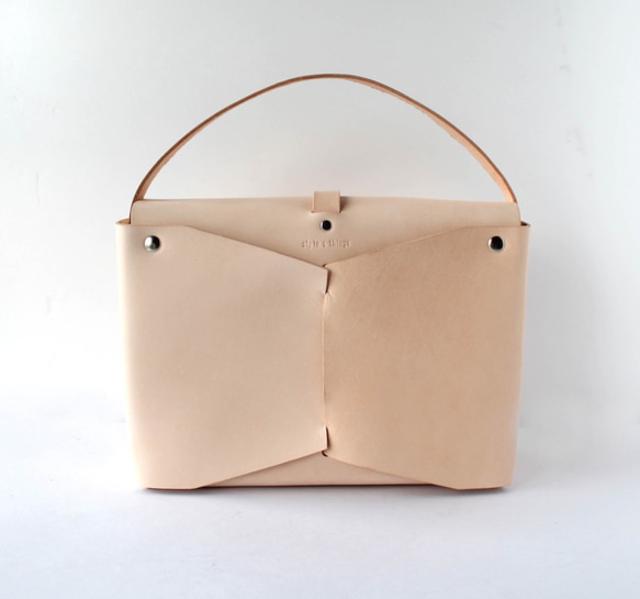 2way leather box bag / 2way レザーボックスバッグ　#ベージュ（ヌメ革） 6枚目の画像