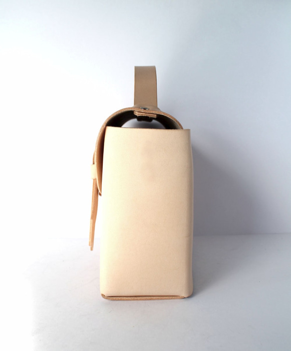 mini box bag #beige / ミニレザーボックスバッグ #ベージュ 3枚目の画像