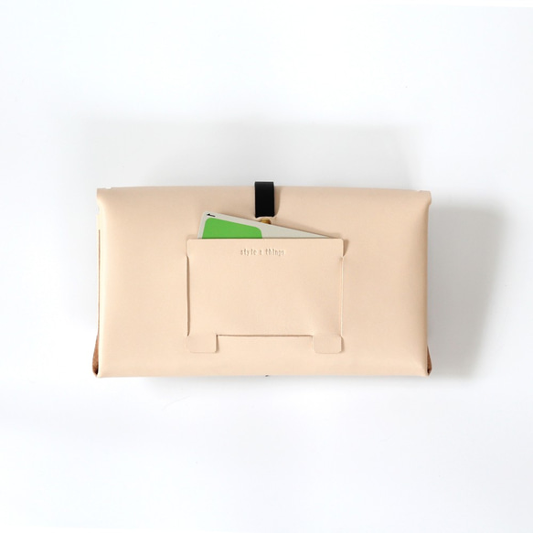 折りショルダーウォレット #ベージュｘ黒 / ori shoulder wallet #beige x blac　長財布 3枚目の画像