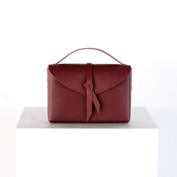 2way レザーボックスバッグ スリム #ワイン/ box bag slim #wine 4枚目の画像