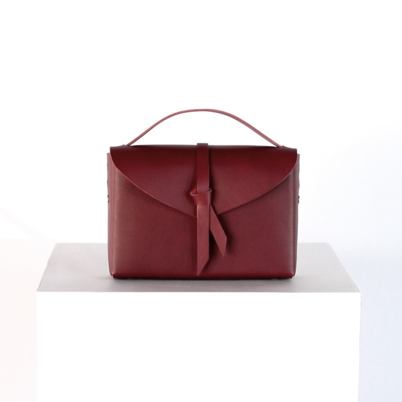 2way レザーボックスバッグ スリム #ワイン/ box bag slim #wine 4枚目の画像