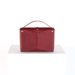 2way レザーボックスバッグ スリム #ワイン/ box bag slim #wine 5枚目の画像