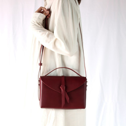 2way レザーボックスバッグ スリム #ワイン/ box bag slim #wine 9枚目の画像