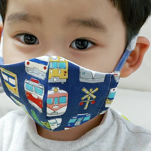耳が痛くならない手作りマスク電車子供用幼児用対応 夏マスク
