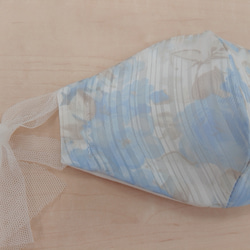 新作夏用ハンドメイドマスク青花柄オーダーメイド＋１００円ドライオーガニックコットンメッシュ生地 4枚目の画像