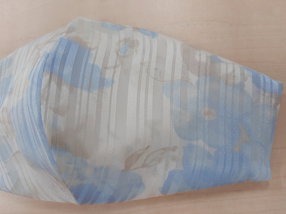 新作夏用ハンドメイドマスク青花柄オーダーメイド＋１００円ドライオーガニックコットンメッシュ生地 6枚目の画像