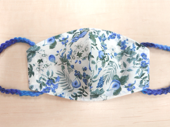 新作夏用ハンドメイドクールポケットマスク涼しいメッシュドライオーガニックコットンイチヂク花柄なでしこ接触冷感ひんやり生地 2枚目の画像