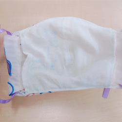 新作夏用ユニコーンマスクハンドメイド接触冷感クールマスク内ポケット保冷剤フィルター付選択可メッシュドライリボン刺繍 3枚目の画像