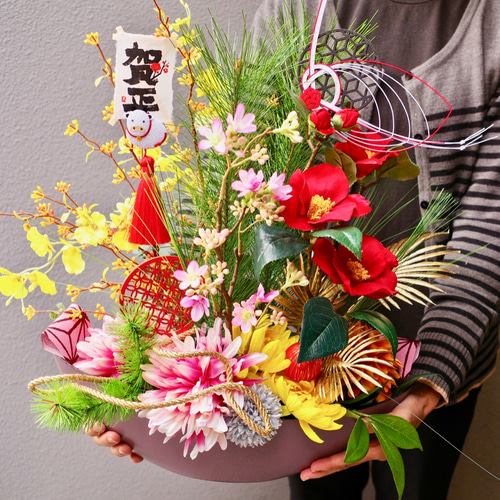豪華絢爛！お正月フラワーアレンジ♡フラワーアレンジメント