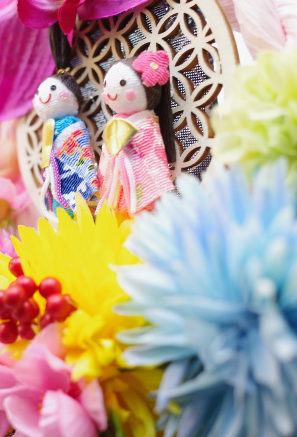 ［ 送料無料 ] おひなさま壁飾り 雛祭り お雛様 ドアリース 造花 インテリア ひなまつり 桃の節句 壁かざり　 7枚目の画像