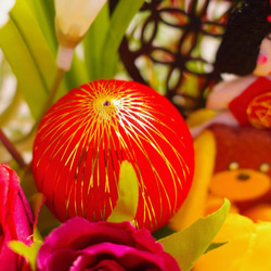 ［ 端午の節句］ちりめん鯉のぼりと金太郎のお花いっぱいアレンジメント 送料無料 造花 こどもの日 子供  初節句 5枚目の画像