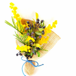 ［ 送料無料 ] ミモザとベリーのミニ花束 造花 ブーケ 黄色 春のインテリア みもざ ミニブーケ 黄色 ギフト 雑貨 7枚目の画像