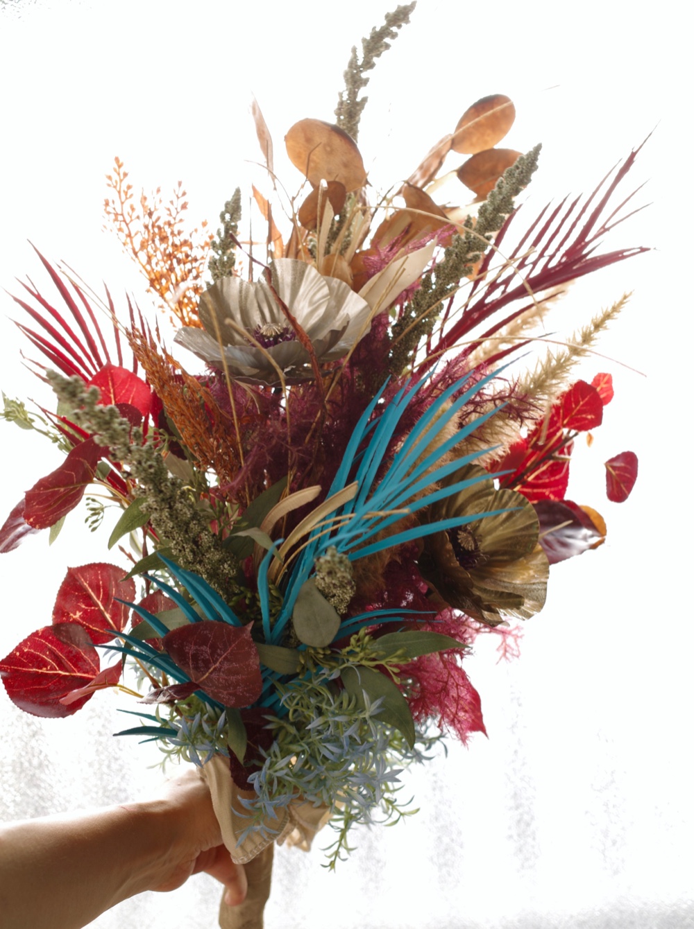 【 受注後制作商品 】秋冬 赤 キャメル ブーケ 造花 ウェディングブーケ ブーケ ブートニアセット 花嫁 秋冬