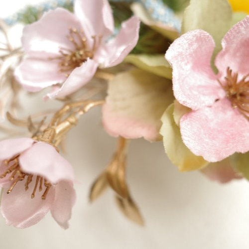 お正月飾り ] パステルカラーの可愛いしめ縄輪飾り ミニサイズ ピンク