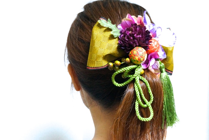 成人式・卒業式・和装婚におすすめ☆畳縁リボンの髪飾り[受注制作]