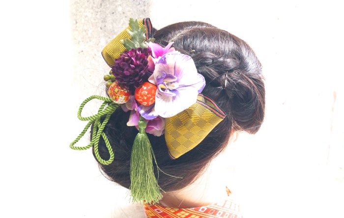 成人式・卒業式・和装婚におすすめ☆畳縁リボンの髪飾り[受注制作]