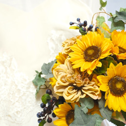 向日葵的半瀑布花束/靴子套夏季婚禮！（人造花） 第8張的照片