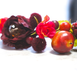 ＊年末SALE対象商品＊りんごと赤いお花のショートヘッドリース(U.S.A直輸入ビーズ付き） 6枚目の画像