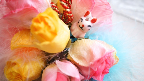 可愛的動物珠♬[粉紅兔子]選擇適合兒童的發飾，如753 第2張的照片